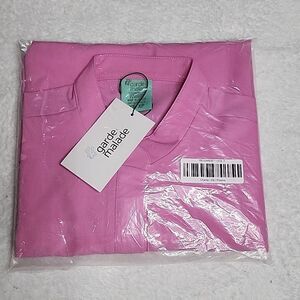 2669 NWT CHARLIE RE-GARDE Mandarine Collar Scrub Top Size XS Color Pivoine